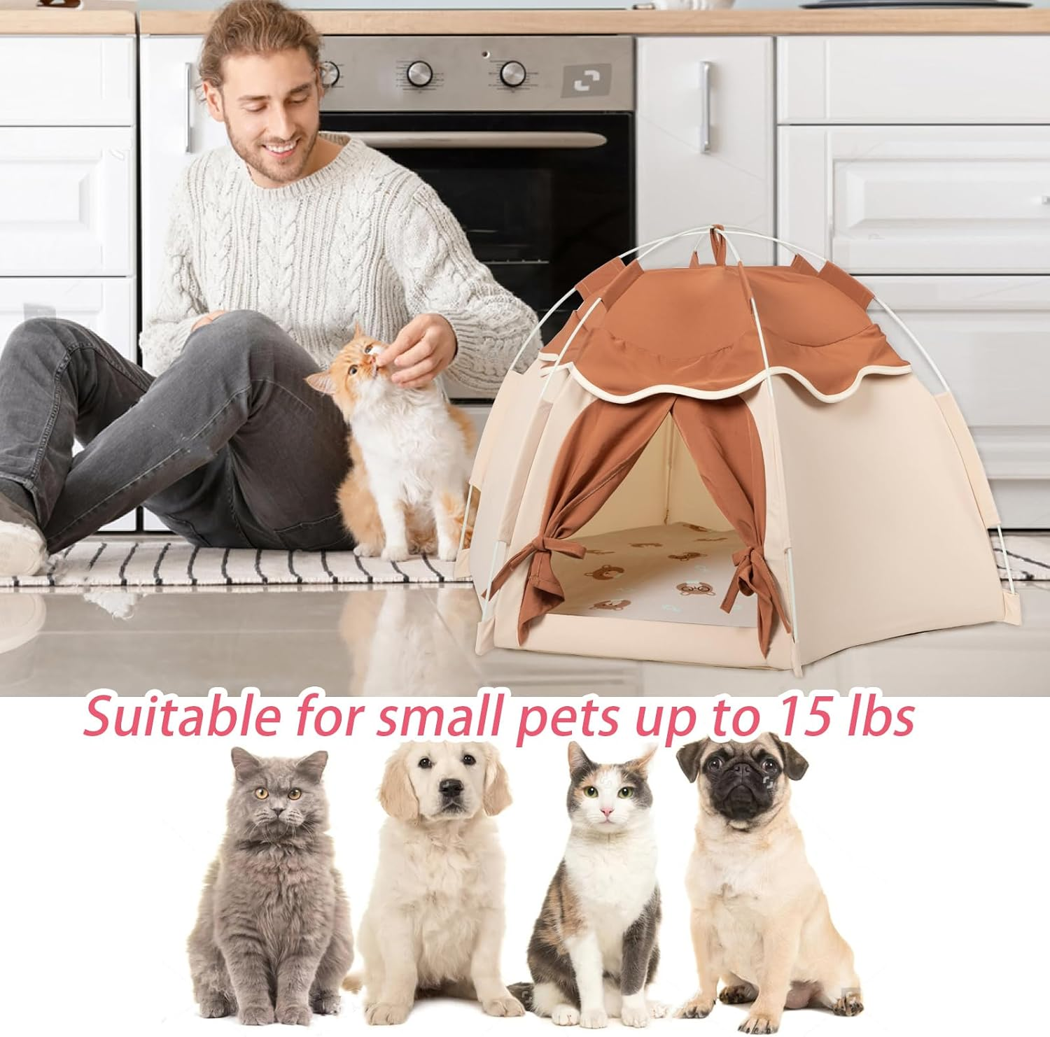 Gigreinc Cat Princess Tent for Indoor, Tiny Cat Tents,Kitten Tent Suitable for Samll Dogs,Pet Cute Cave Nest Dog Tents image number 2