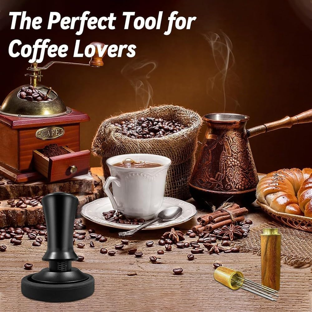 Veumoie Coffee Espresso Tamper 51Mm with WDT Tool Calibrated Spring Loaded, with Silicone Mat, for Espresso Coffee Machine Easy Install Easy to Use image number 6