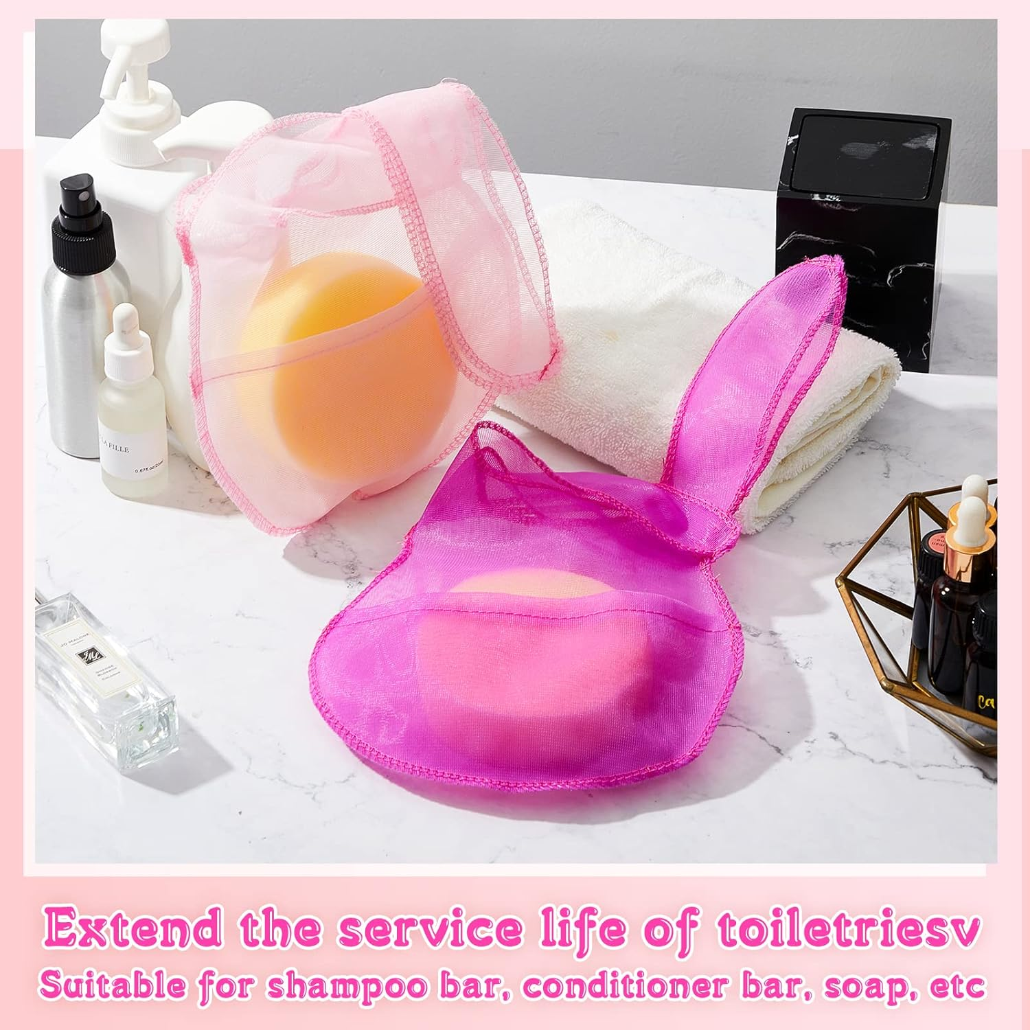 Nuanchu 4 Pcs Shampoo Bar Conditioner Bag Shampoo Bar Mesh Soap Bags for Exfoliating Soap Saver Pouch Bottle Free image number 4
