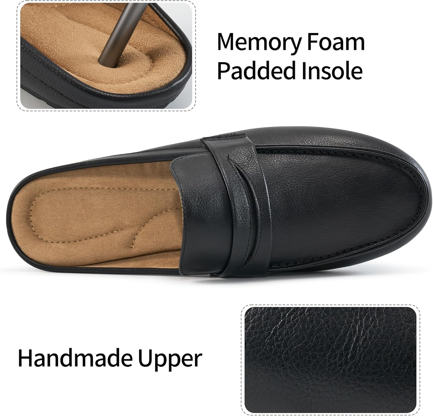 HARENCE Mules for Women Flats Shoes: Comfortable Dressy round Toe Backless Mule Slides Casual Walking Slip on Work Loafers image number 4