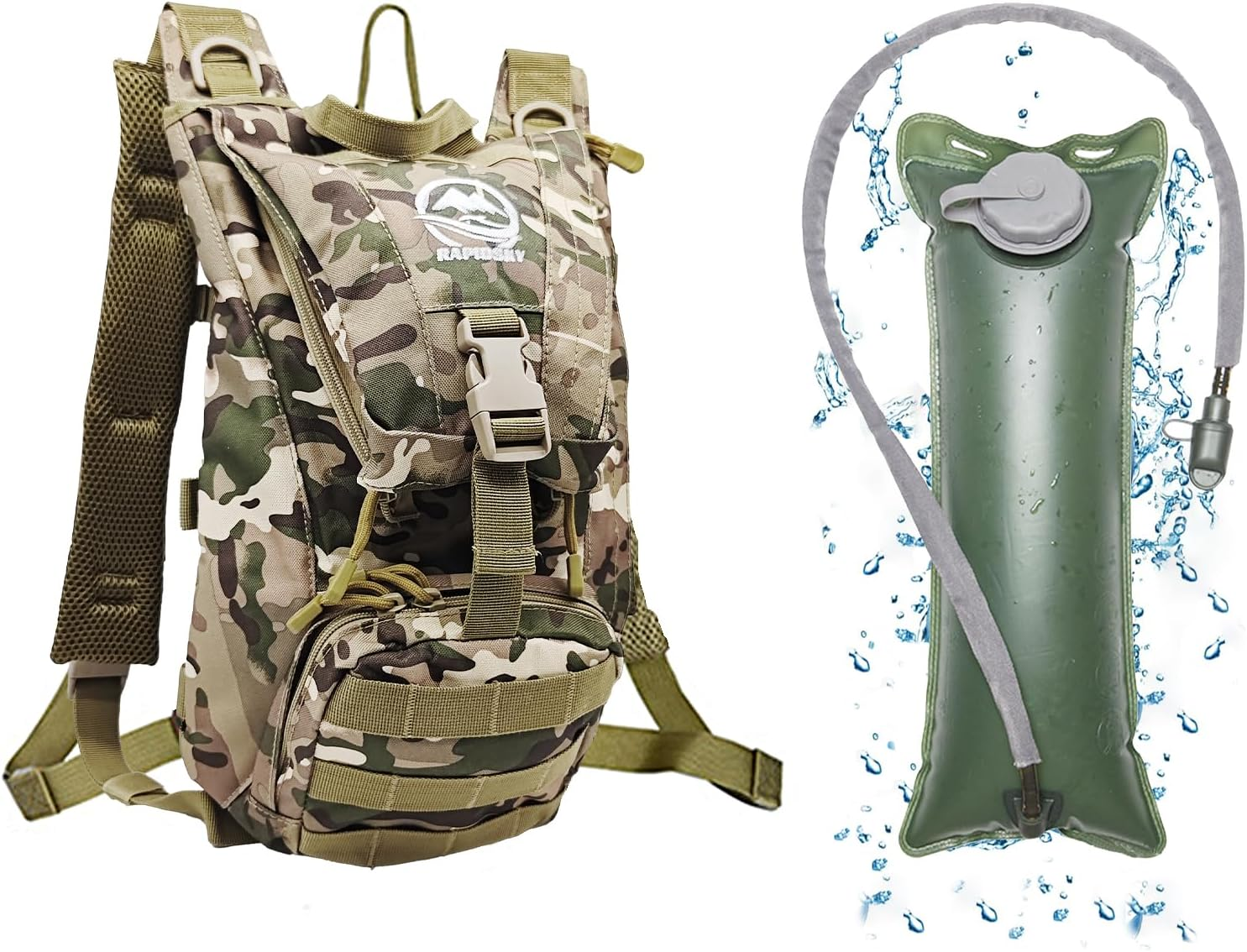 RAPIDSKY Tactical Hydration Backpack 3L - Lightweight Outdoor Water Bladder Pack for Men & Women, Perfect for Hiking, Cycling, Running, Hunting and Camping