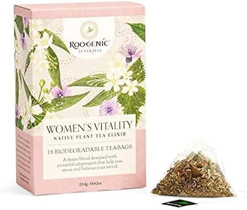 Roogenic Women'S Vitality Native Plant Tea Elixir Tea Bags in Box, 18 Biodegradable Tea Bags image number 2