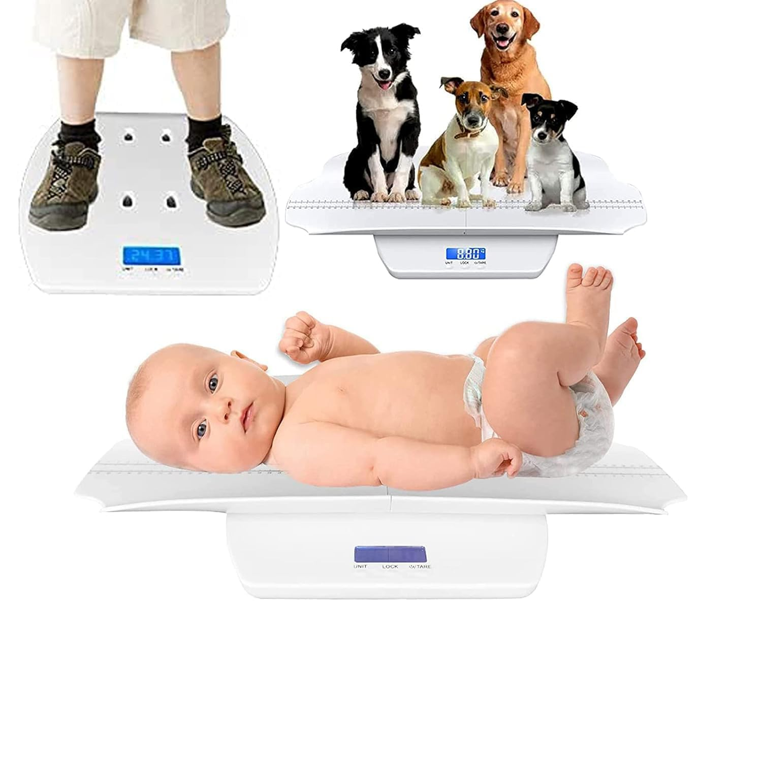 Dsocool Baby Scale, Multifunctional Baby Weight Scale, Pet Scale for Puppy, Cat, Adult Scale up to 100KG, Accurate Digital Scale with Hold Function, 60Cm Height Measurement image number 2
