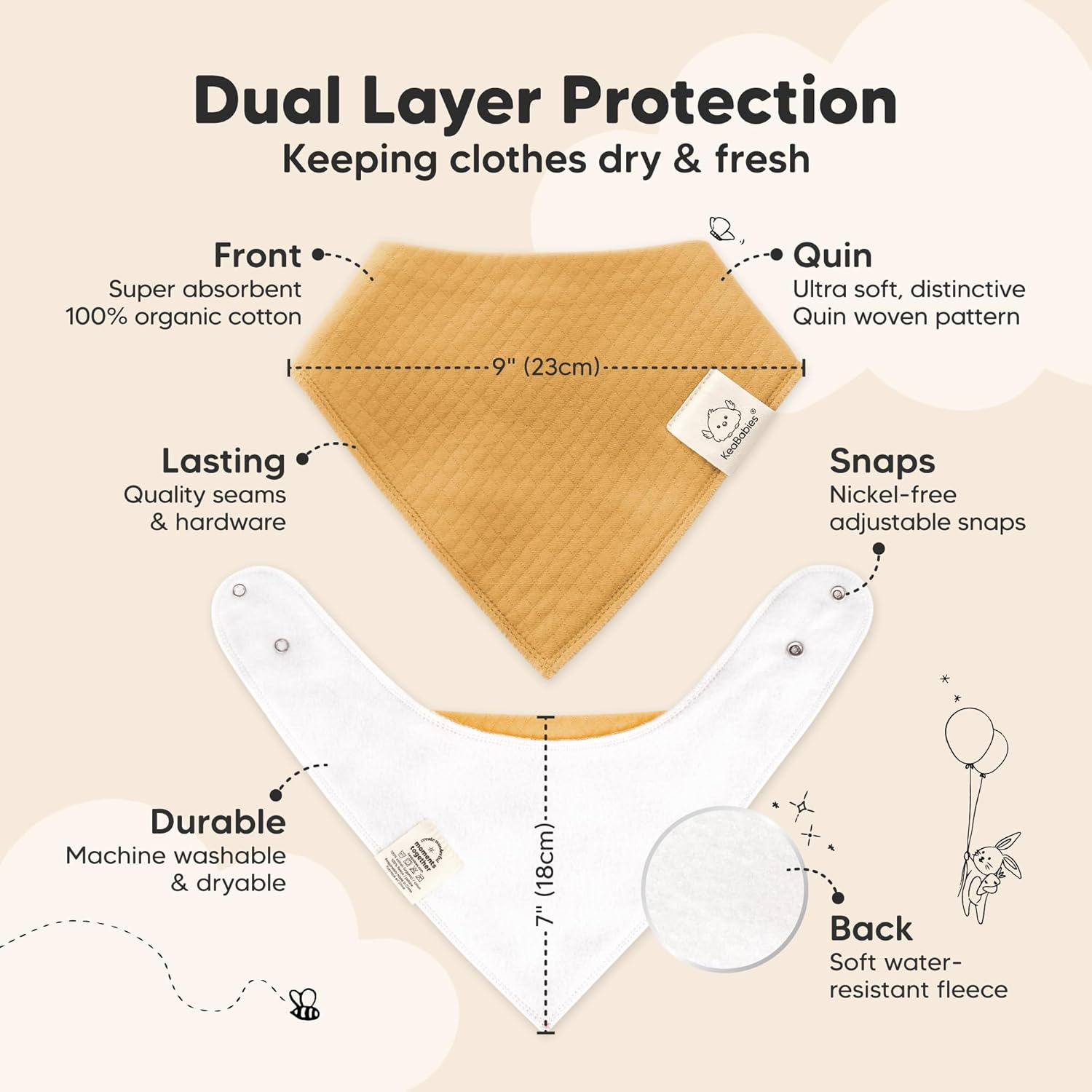 8-Pack Organic Baby Bandana Bibs for Girls - Super Absorbent Baby Dribble Bibs for Drooling and Teething Infant, 100% Cotton Extra Soft for Newborn, Infant 0-36 Months (Eclipse) - Dew image number 6