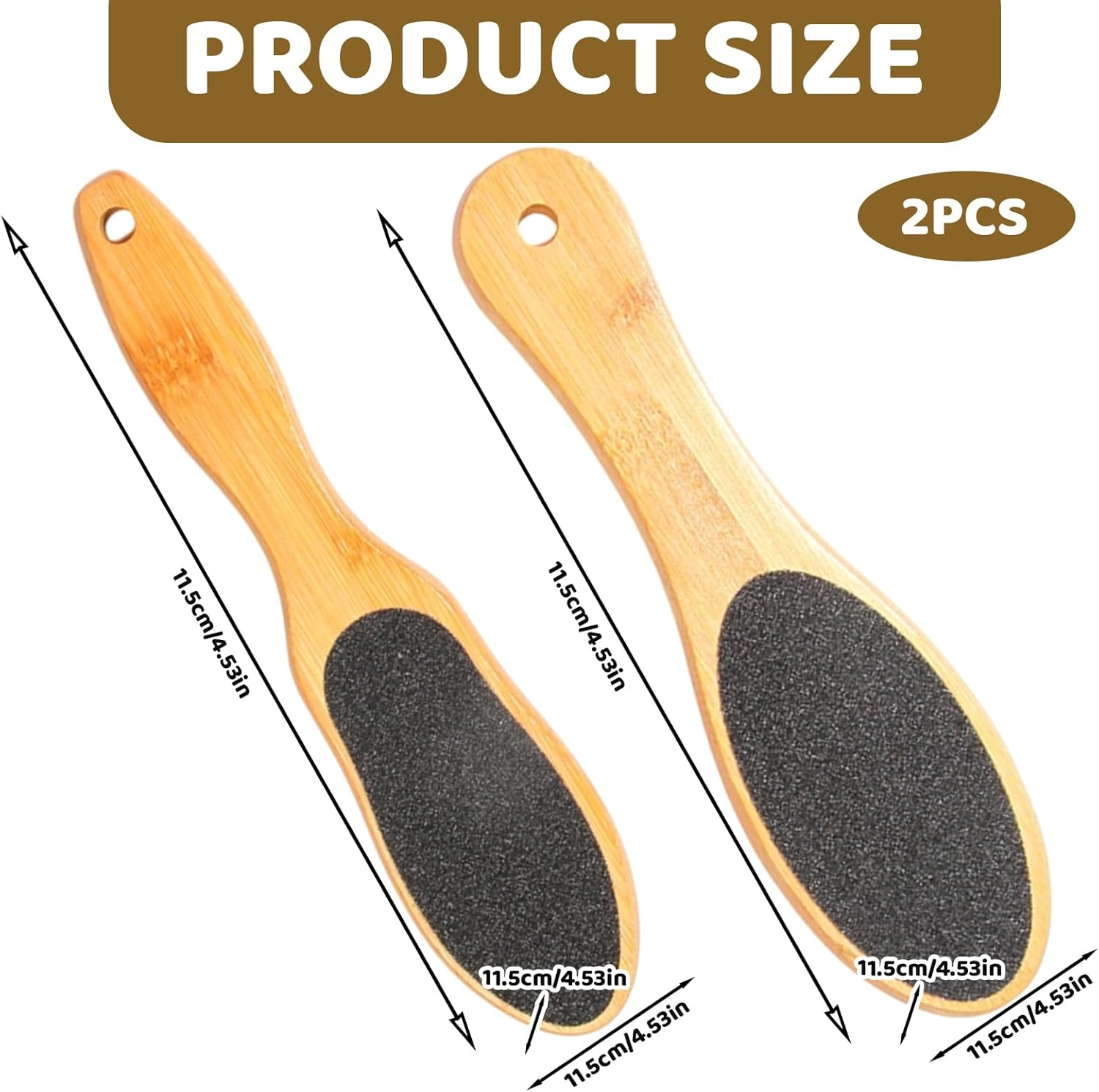 Callus File Foot, Callus Removal Foot with Double-Sided Bamboo Handle Foot File, Effective Pumice Stone Foot Care for Gentle Callus Remover, 2-Piece Set (Oval + Drop Shape) image number 3