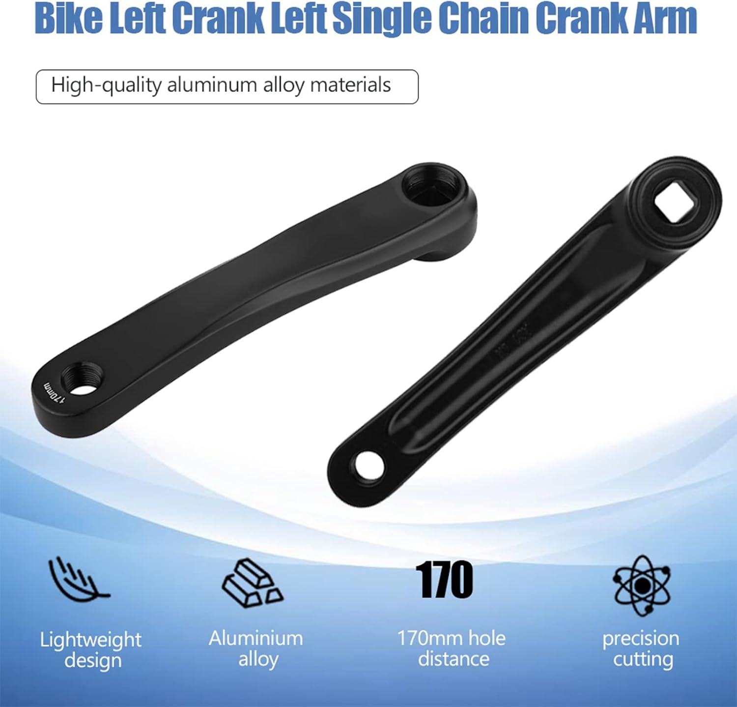 Bicycle Crank Arm, 170Mm Bike Crank Leg Left Aluminum Alloy Single Speed Crankset for Bicycle Mountain Road Bike Bikes Part Bike Crank Leg, Square Rhombic Hole (Sliver2) image number 2