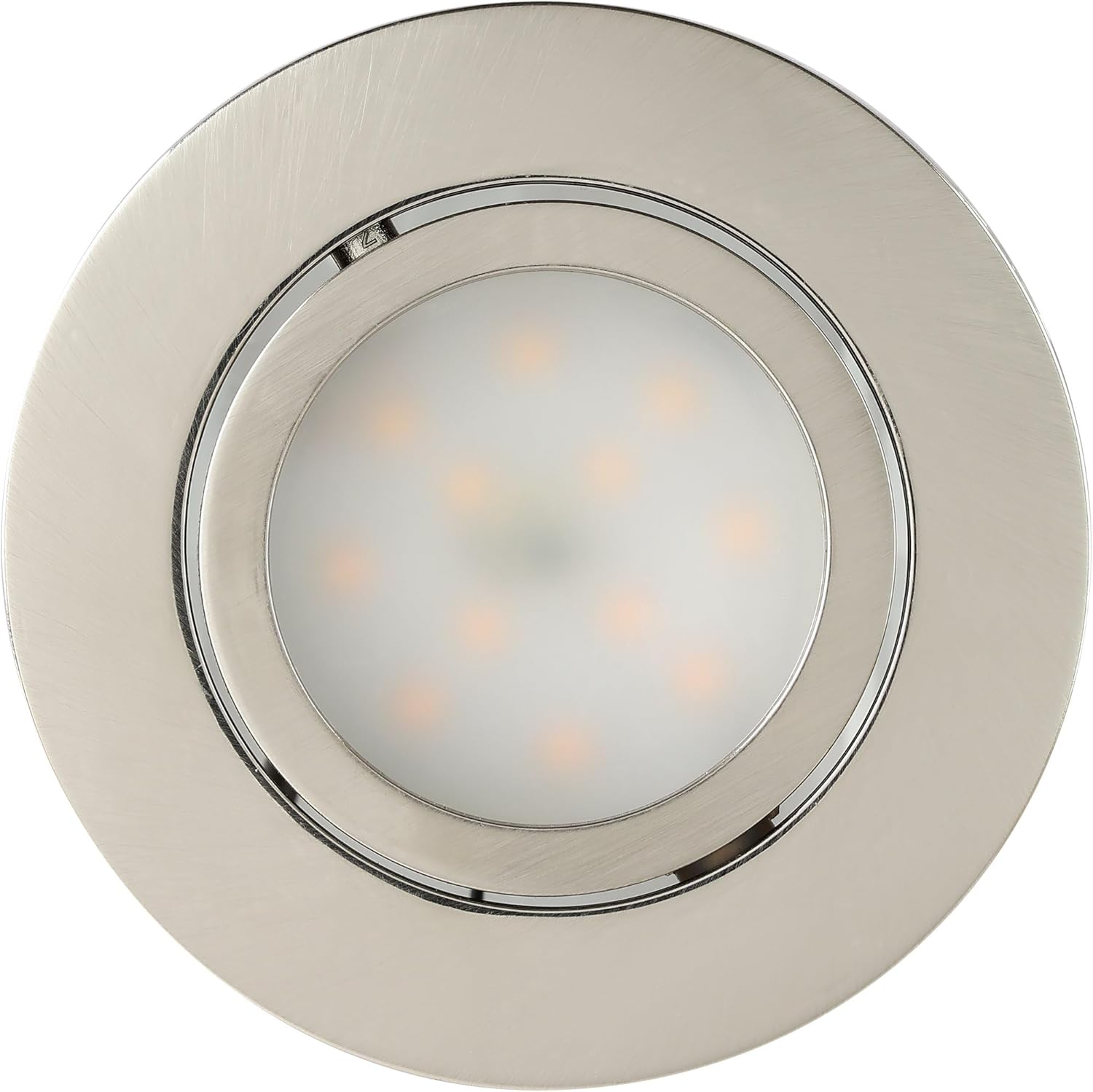 EGLO Set of 3 Pineda LED Recessed Spotlights, Swivelling, Plastic, Silver, Ceiling Spotlight, Flat, Warm White, 4.9 Watt, 1080 Lumen, 3000 K, Diameter 8.4 Cm image number 1