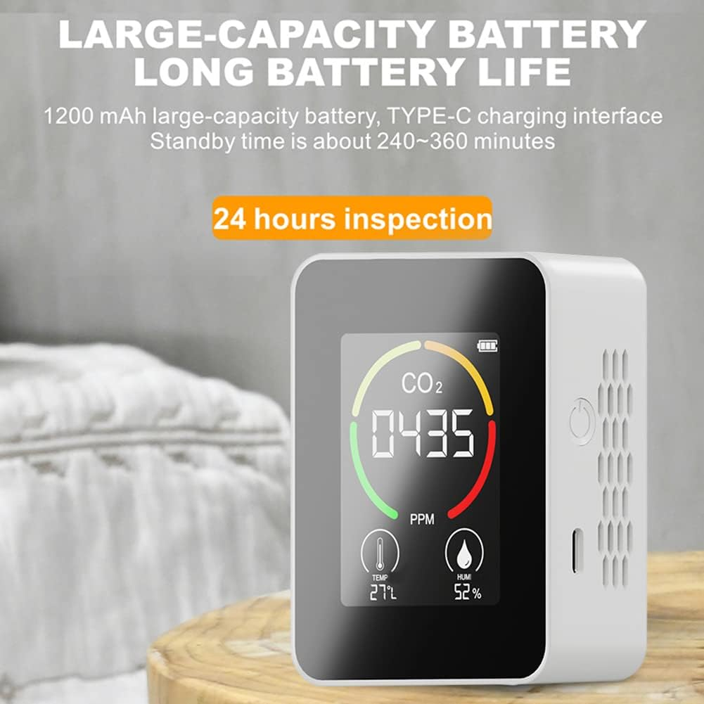 Multifunctional 3In1 CO2 Temperature Humidity Monitoring Device Home Digital Household Air Quality Detector Household Air Pollution Monitor LCD Display with Backlit BBZY image number 1