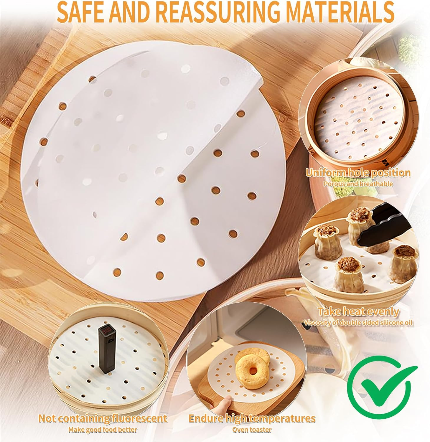 120Pcs Air Fryer Liners 8.3"(21Cm) Bamboo Steamer Liners Perforated Parchment Paper Non-Stick (White) for Air Fryer Steaming Basket Springform Cake Tin Rice(8 Inch) image number 4