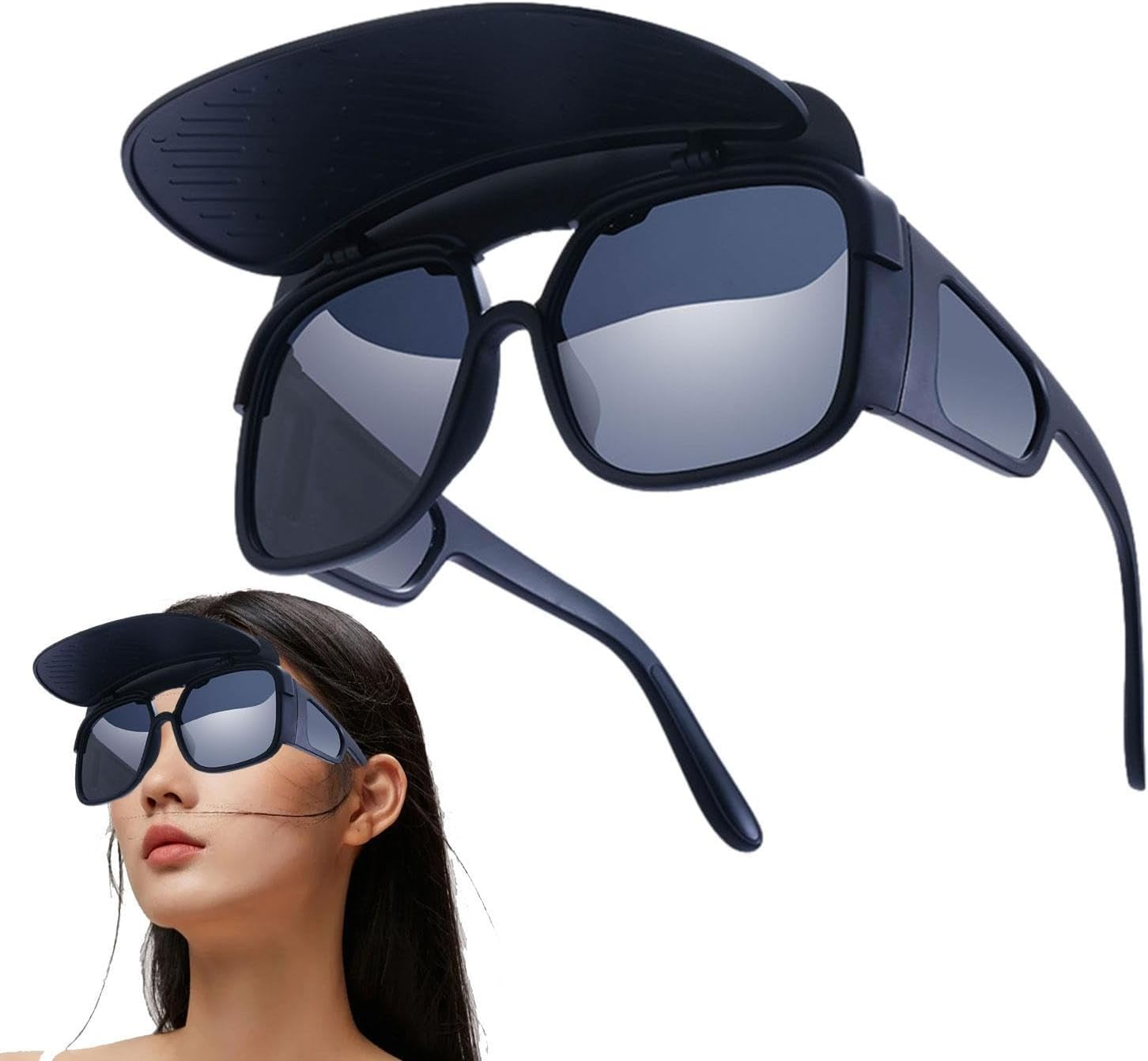 Sunglasses Sunvisor, Sunvisor Sunglasses with Sunvisor Attached, Funny Waterproof Cycling Glasses, Detachable Sunvisor for Fishing, Hiking, Outdoor Puchen image number 4