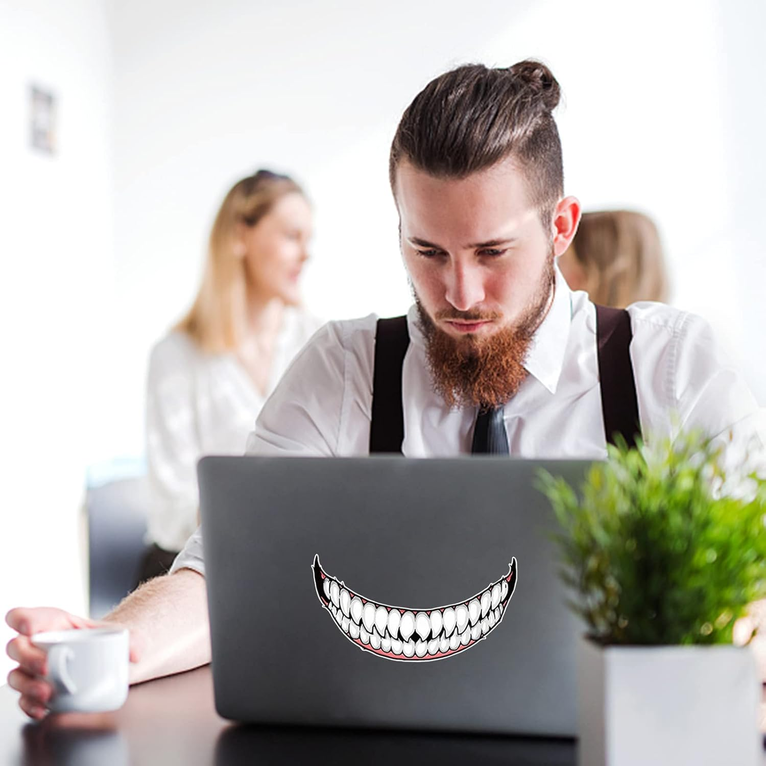 Royalo Helmet Decorative Decals - Smile Teeth Stickers for Car and Motorcycle - DIY Self-Adhesive Shark Teeth Decals image number 4