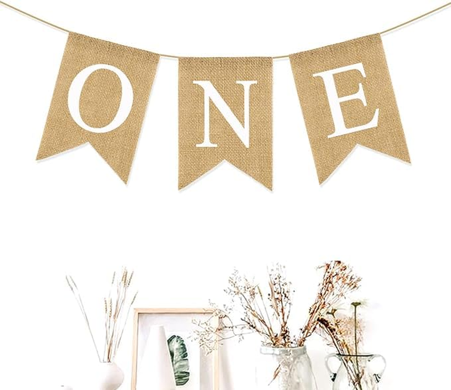 1Pcs Burlap Banner for Nursery Decor First Birthday Party Rustic Theme Decoration for Boy or Girl，1St Birthday Party Supplies High Chair Banner Birthday Banner for Boy Girl Party image number 1
