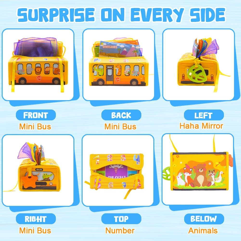 Baby Tissue Box Toy 6 Crinkle Papers 12 Silk Scarves-Montessori Toys for Babies 6 Months+-Sensory Tissue Box Toy Detachable to a Hanging Toy for Boys Girls Kids image number 2