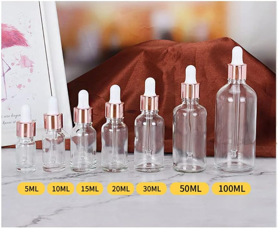 1PCS Transparent Glass Dropper Bottles Aromatherapy Bottles with Rose Gold Cap Reagent Pipettes Bottles,5Ml image number 1