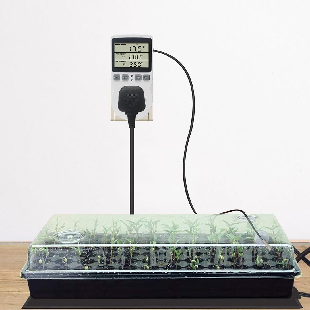 KETOTEK Digital Temperature Controller Thermostat Outlet Plug 240V with Sensor Probe, LCD Temperature Control Switch Timer for Greenhouse Fermentation image number 2