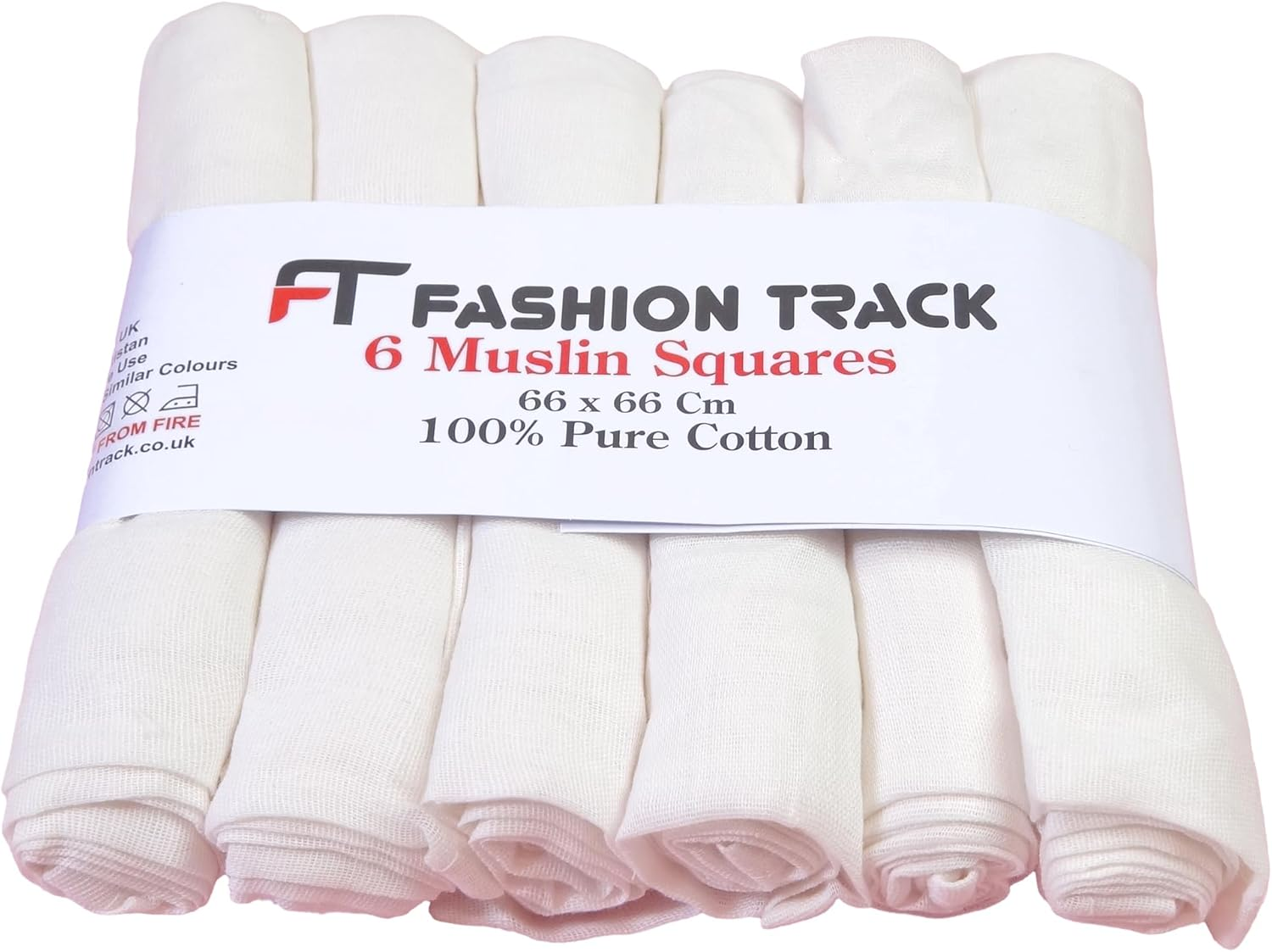 FT Fashion Track - Muslin Cloths for Baby - Muslin Squares &ndash; Soft Muslin Wash Cloths, Baby Swaddle - Baby Essentials for Newborn (66 X 66 Cm, Pack of 6) image number 5