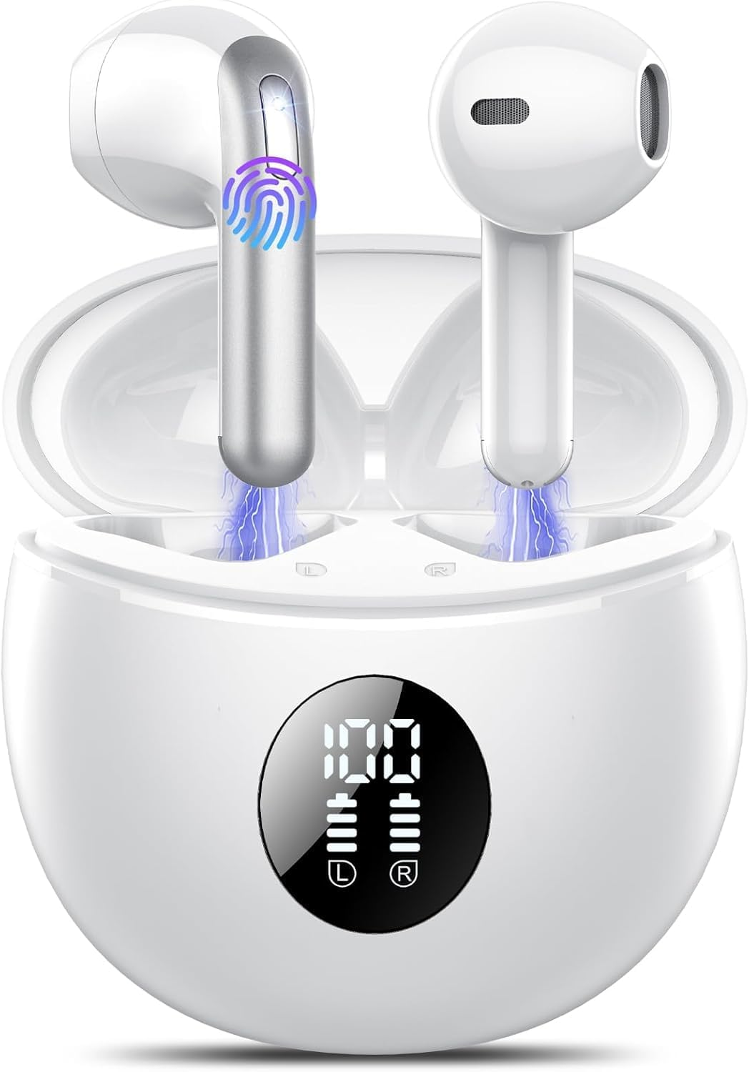 Wireless Earbuds, Bluetooth 5.4 Headphones with 4 ENC Noise Cancelling Mic, 2025 Earbuds 50H Playtime, LED Display, IP7 Waterproof, Deep Bass, in Ear Earphones for Phone, Travel, Sports, Black