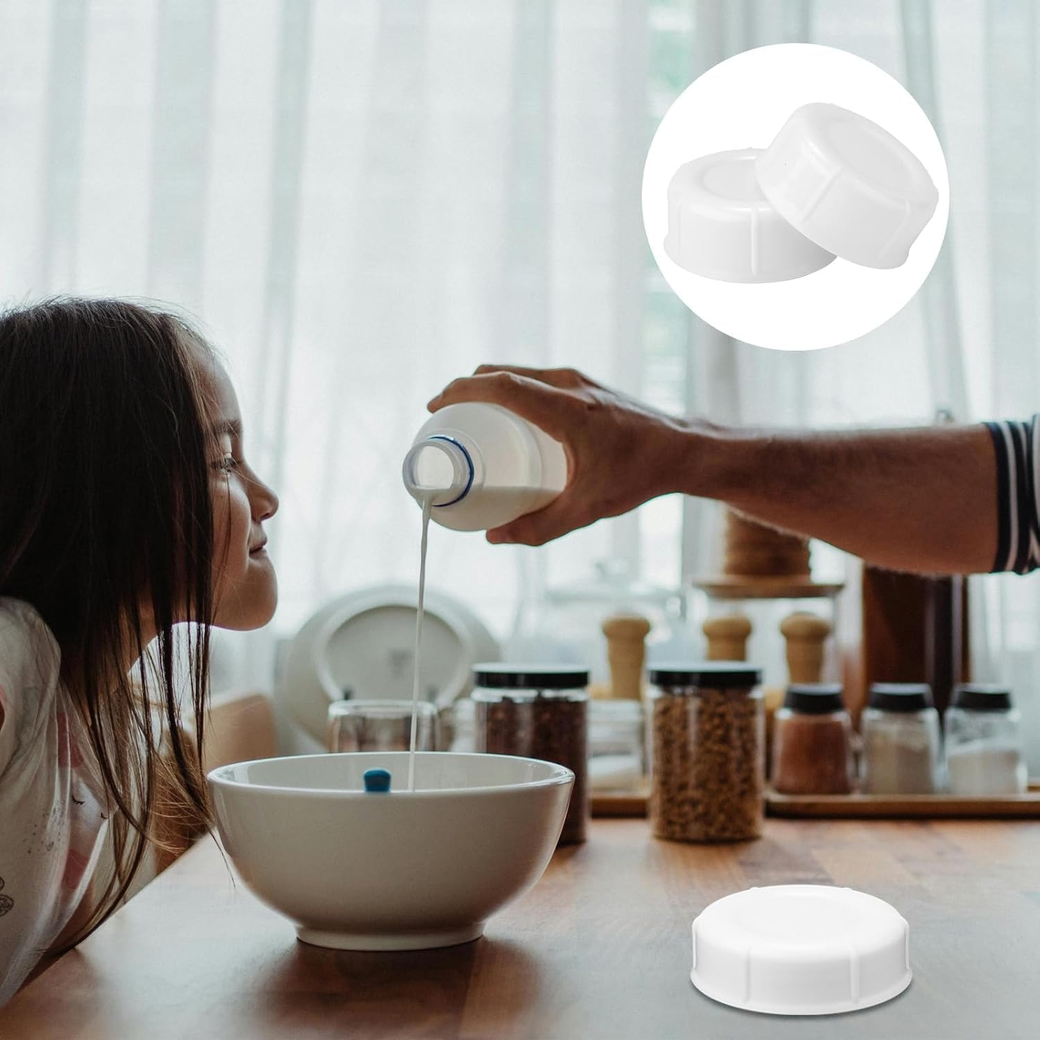 Narrow Milk Bottle Caps, 10Pcs White, Leak Proof Design, Round, PP Material, Suitable for Wide Neck Bottles and Milk Bottles image number 3