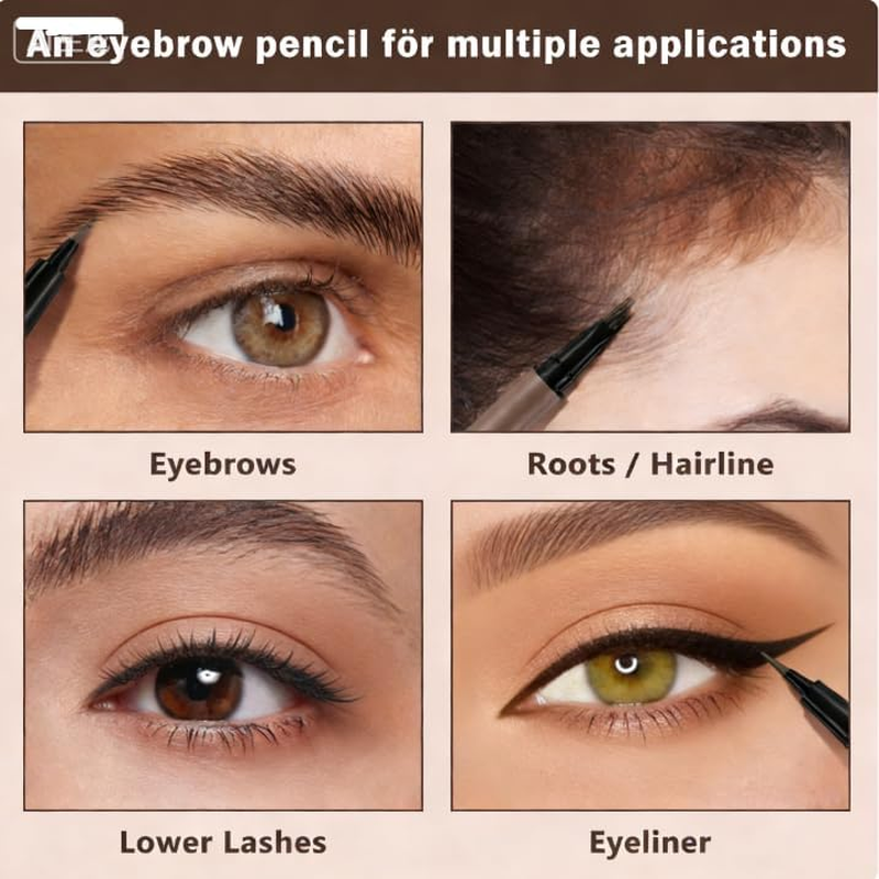 Erinde 2 in 1 Microblading Eyebrow Pen, Waterproof Long Lasting Eyebrow Pencil, Natural Look Brow Pencil Makeup, Precise Brow Pen for Women, Magical Liquid Eyebrow Pencils, Creates Full Realistic Hair like Strokes 03#