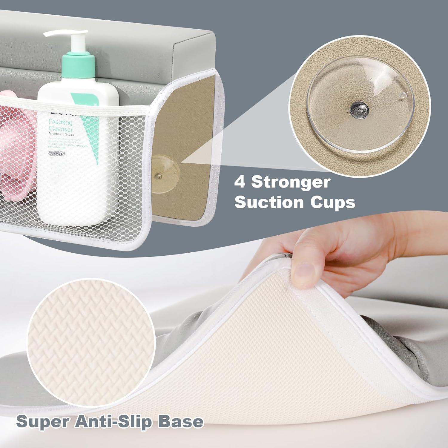 Bath Kneeler and Elbow Rest Pad Set - Comfortable Thick Baby Bath Kneeler Pads, Quick Dry Soft Kneeling Pad for Baby Bath Time, Non-Slip Knee& Arm Support Bathtub Mat with Toys Organizer