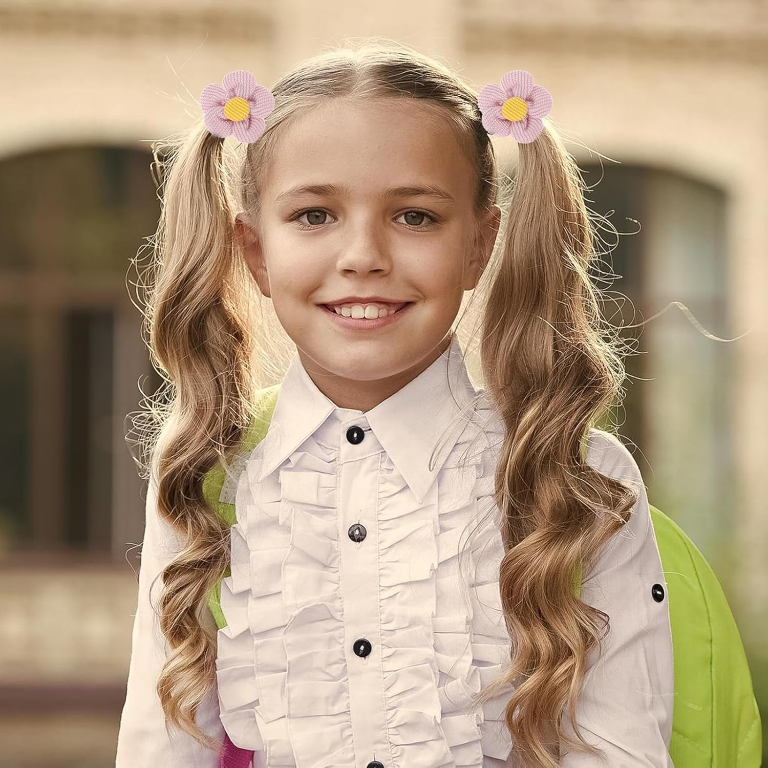 Pack of 10 Cute Hair Bobbles with Bow, Pink Elastic Hair Bands, Cute Flower Hair Scrunchies for Baby Girls, Toddlers, Accessories image number 3