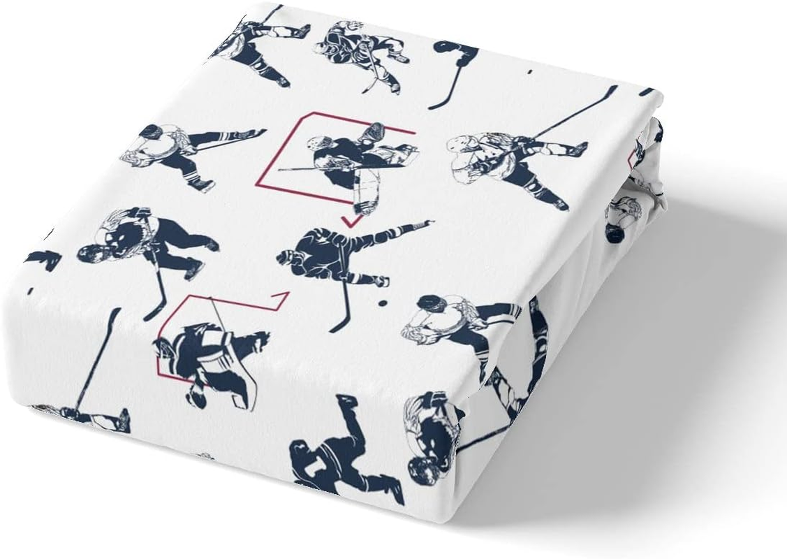 Feelyou Ice Hockey Sheet Set King Size Kids Sports Event Bedding Set Player Bed Sheets for Boys Bedroom Decor Soft Winter Sports Hockey Puck Bed Cover