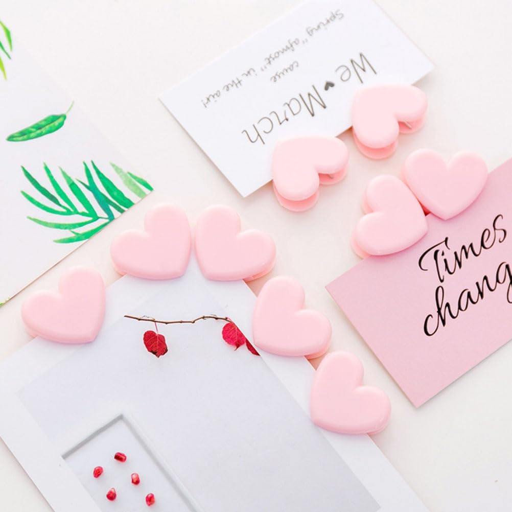 MAGICLULU 20Pcs Heart Shape Love Clips for Photos Food Storage & Document Organization Pink Plastic Bag Sealing Clips Ideal for Home Decor & Craft Projects