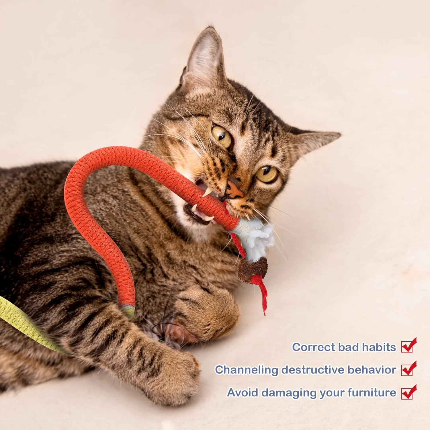 2Pcs Catnip Toys, Cat Rope Chew Toys, 70Cm Bite-Resistant Sisal Rope Cat Toy for Indoor Kitten, Teeth Cleaning Chew Toys for Pet Goods Interactive Bite-Proof Supplies for All Breeds image number 4