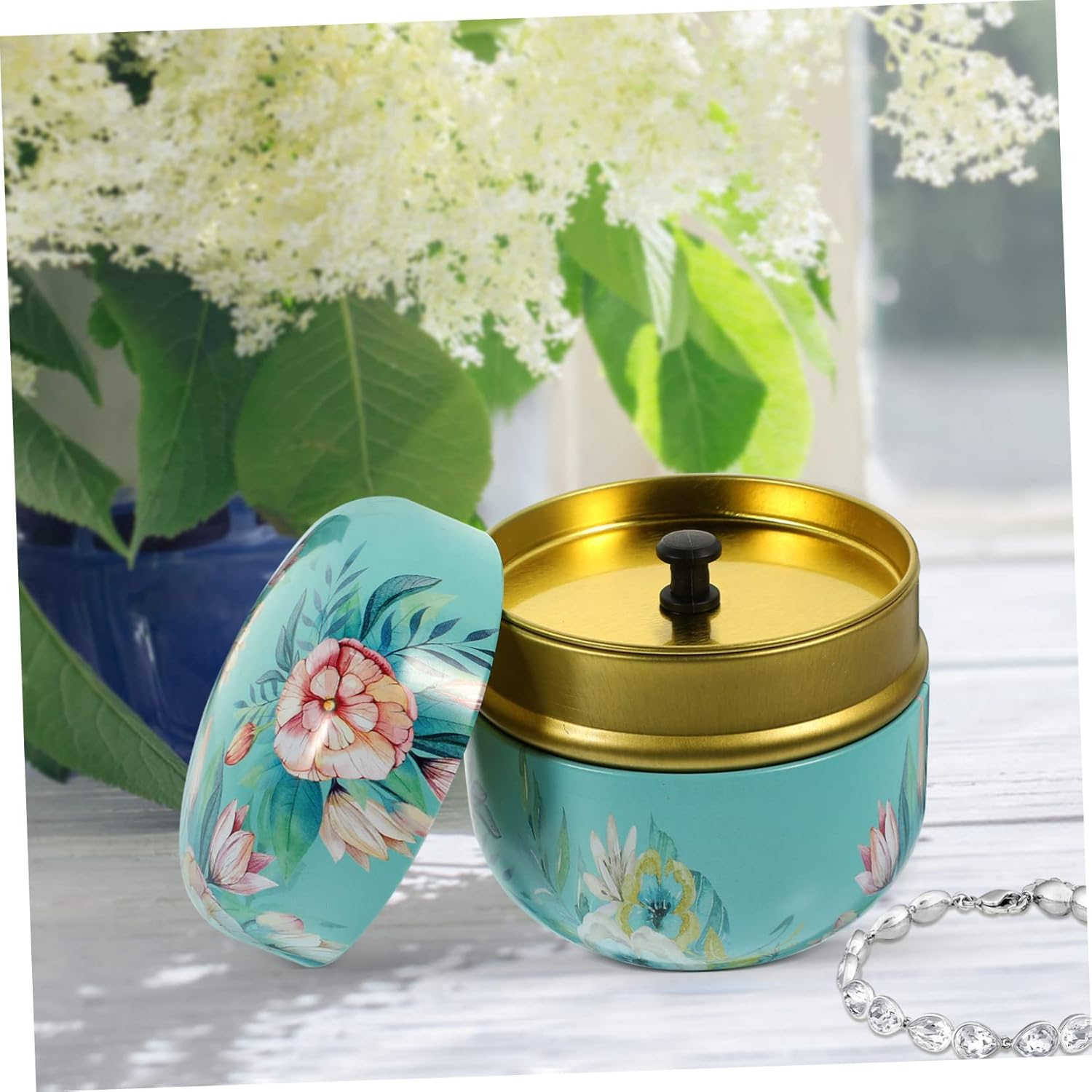 FUNOMOCYA 6Pcs Tinplate Candy Storage Jars Inner Lids round Storage Containers Multi-Use Packaging Boxes for and Home Random Style image number 4