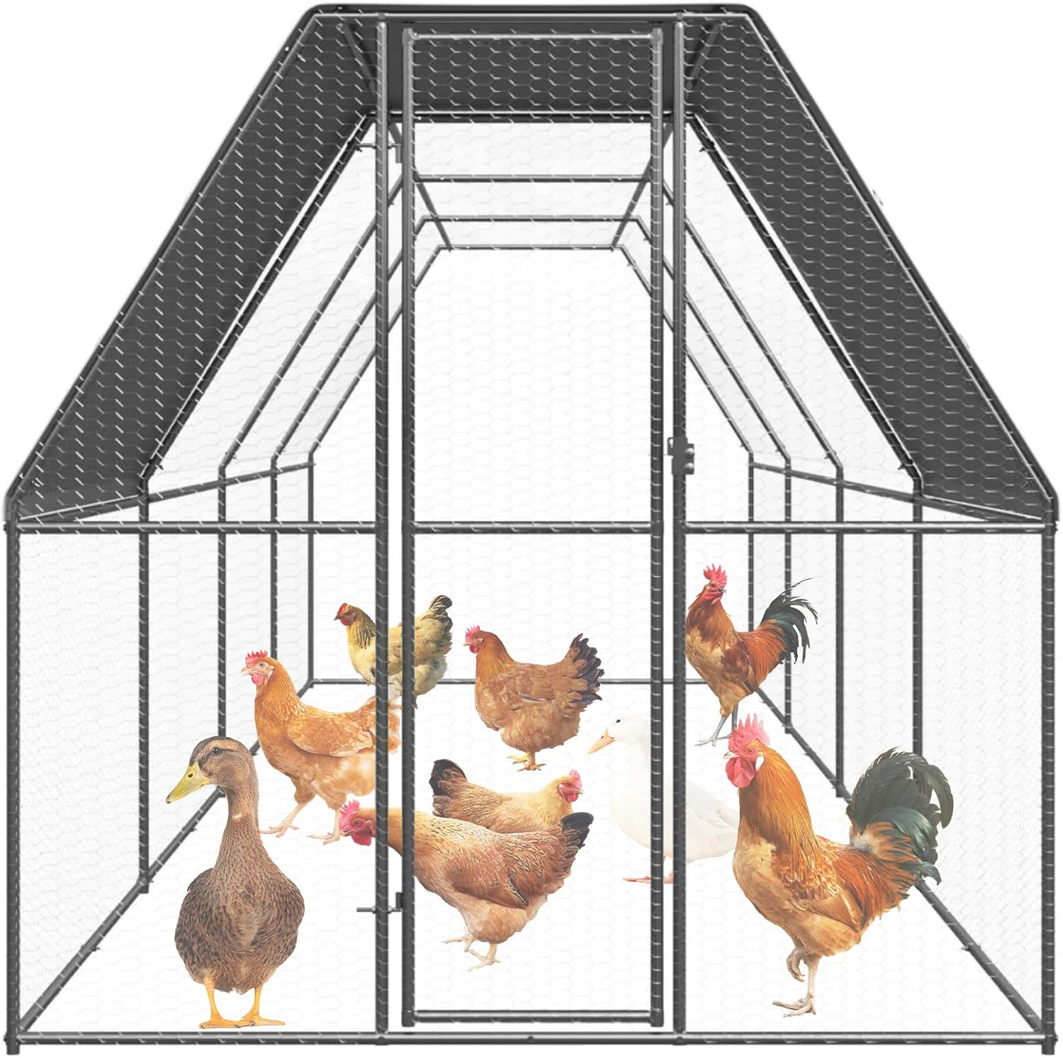 2X8X2M Large Chicken Coop Run, Chook Pen Walk in Chook Cage House Shelter Outdoor Chicken Cage Galvanised Steel image number 4