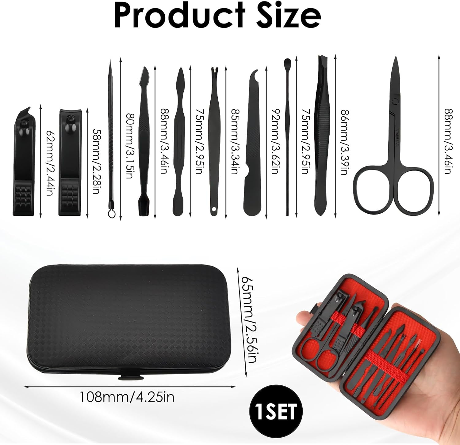 Manicure Set Pedicure Kit Nail Clippers, 2025 Professional Grooming Kit, Stainless Steel Nail Tools 10 in 1 with Luxurious Travel Case Professional Tweezers & Nail File Kit Nail Tools for Men Women image number 5