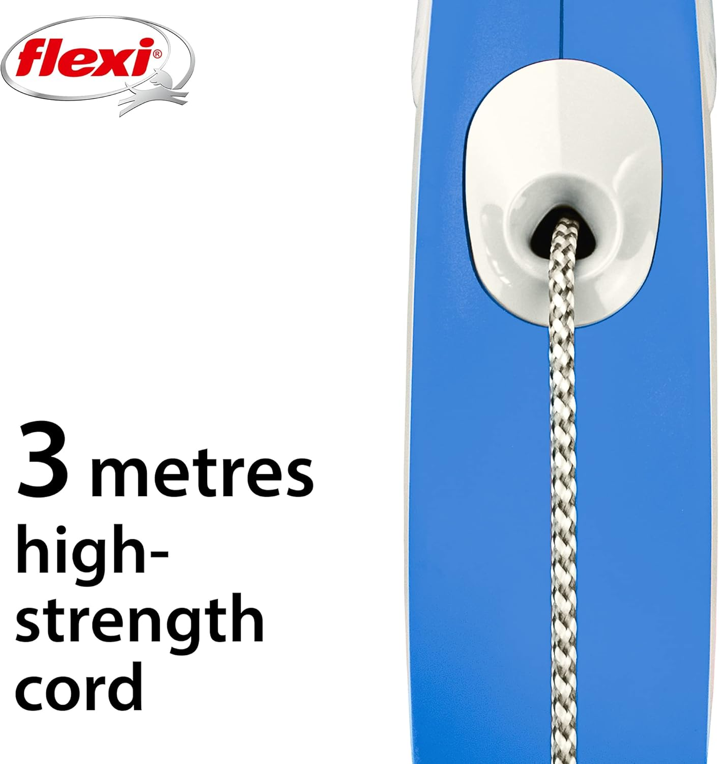 Flexi New Comfort Cord Grey & Blue Extra Small 3M Retractable Dog Leash/Lead for Dogs up to 8Kgs/18Lbs image number 7