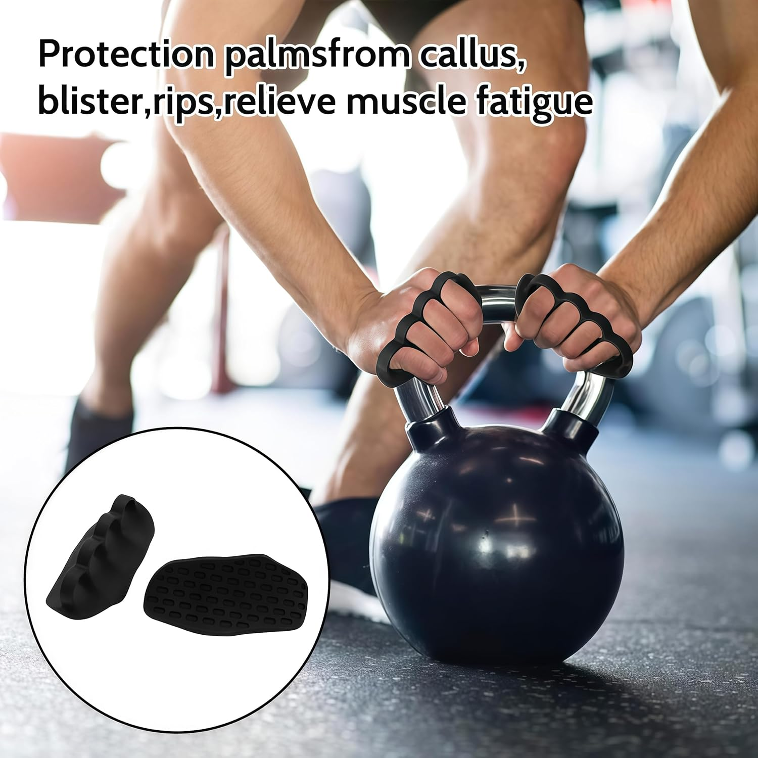 Anti-Slip Workout Grips: New Rubber Gym Grips Deadlifts Palm Protection Gloves for Weight Lifting, Dumbbell, Deadlift, Bar Pad Pull up Grippers, Gym Training and Exercise for Men Women - Red Pair image number 7