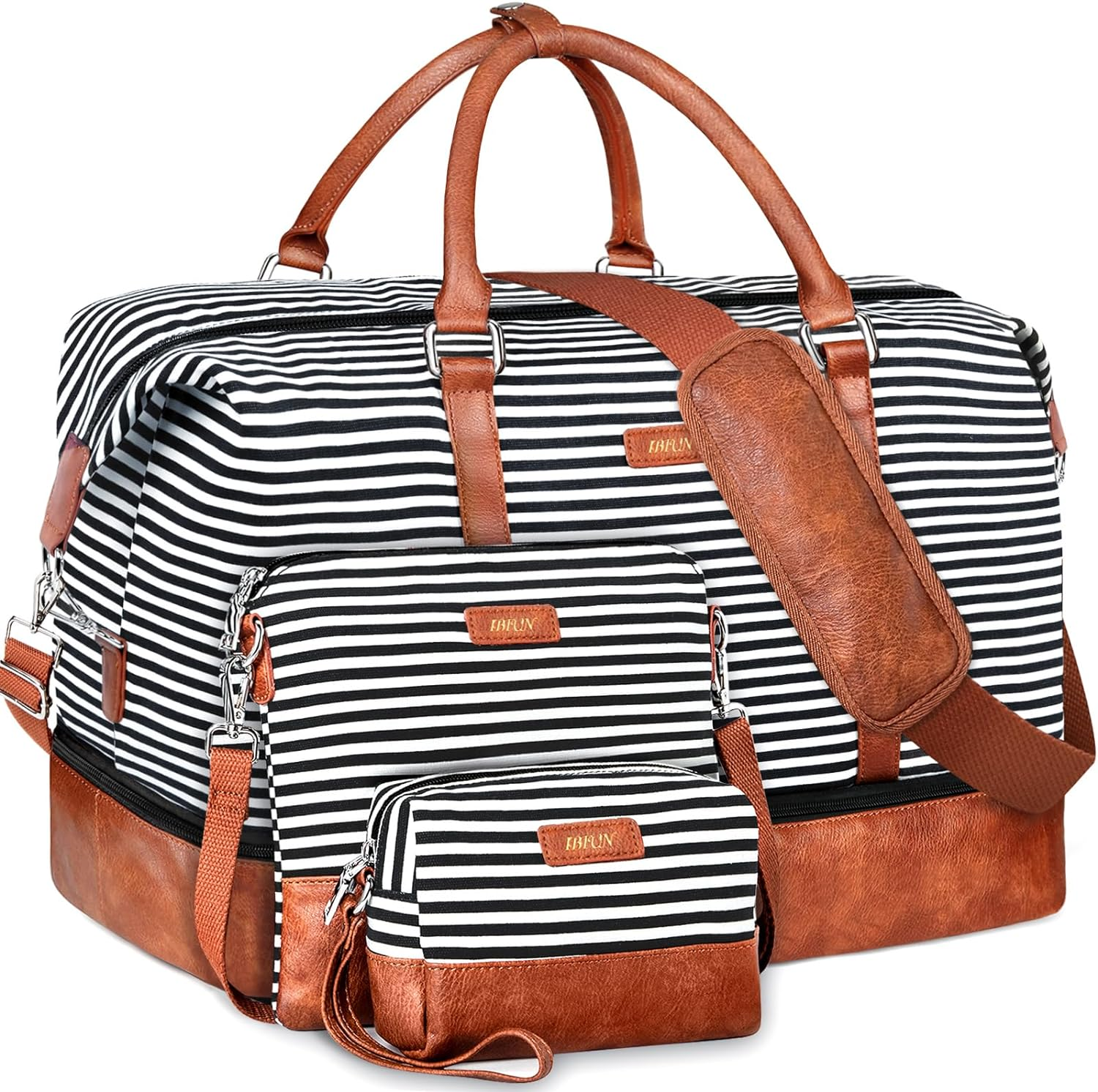 Weekender Bag for Women, 21" Womens Overnight Bag Travel Duffel Bag Set with Shoe Compartment Carry on Bag Fit 21.5" Laptop, Perfect for Travel/Business/Gift