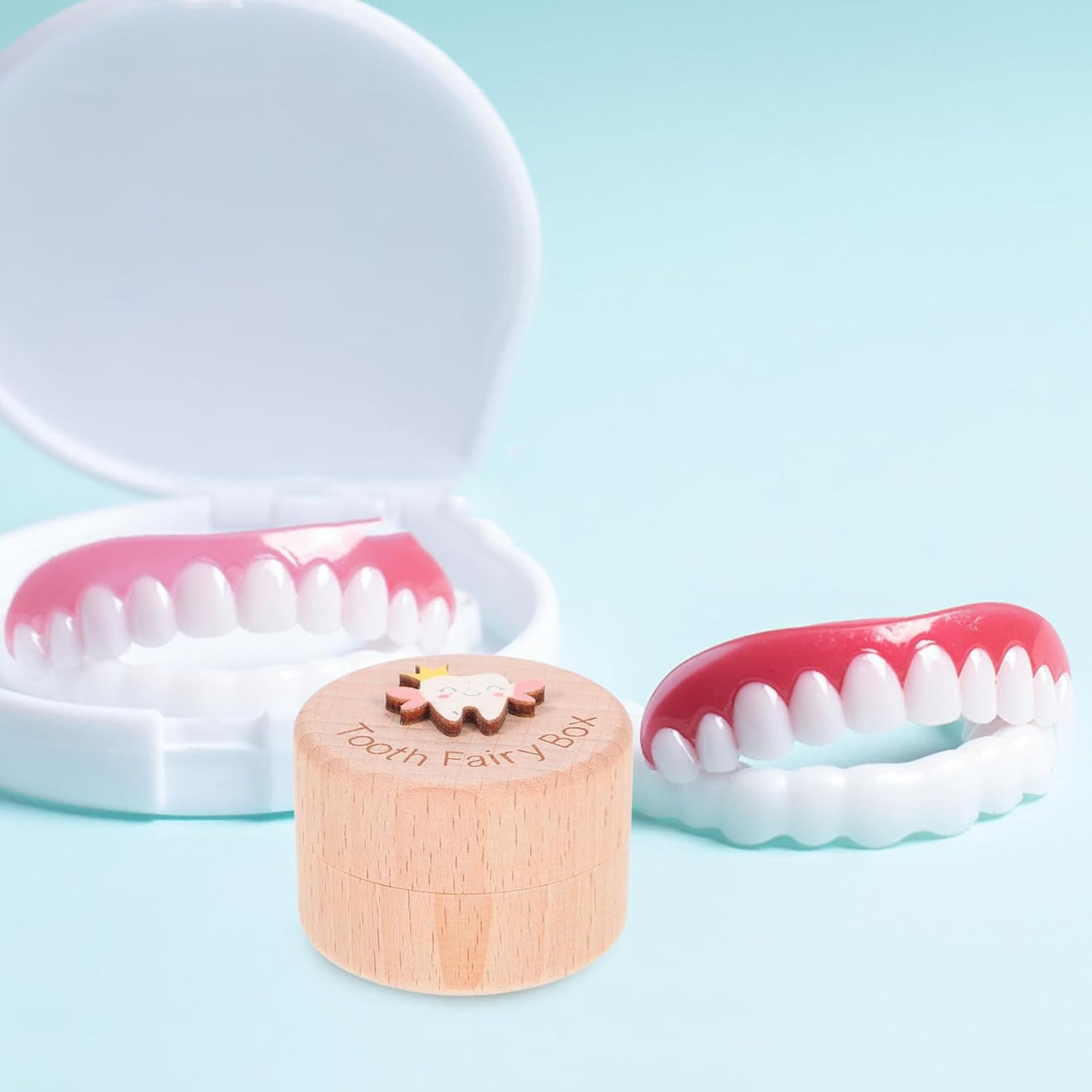 CHILDWEET Wooden Tooth Keepsake Box Cute Tooth Storage Holder for Boys Shower for Newborns Unique Growth Milestone Keepsake image number 3