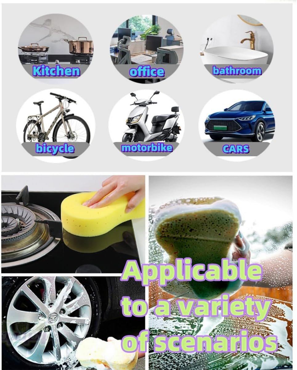 3 Pack Car Wash Sponge, Large Soft Super Absorbent Non-Scratch Sponges, Auto Bike Boat Washing, Household Cleaning, Big High Foam, Scratch-Free Finish, Extra Gentle on All Surface, (Random Color) image number 2