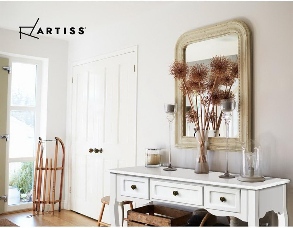 Artiss Console Table, Wood Side Hallway Tables Dressing Vanity Desk Drawers Home Bedroom Office Living Room Entryway Furniture, with 3 Drawer French Provincial Spacious Storage Space White image number 6