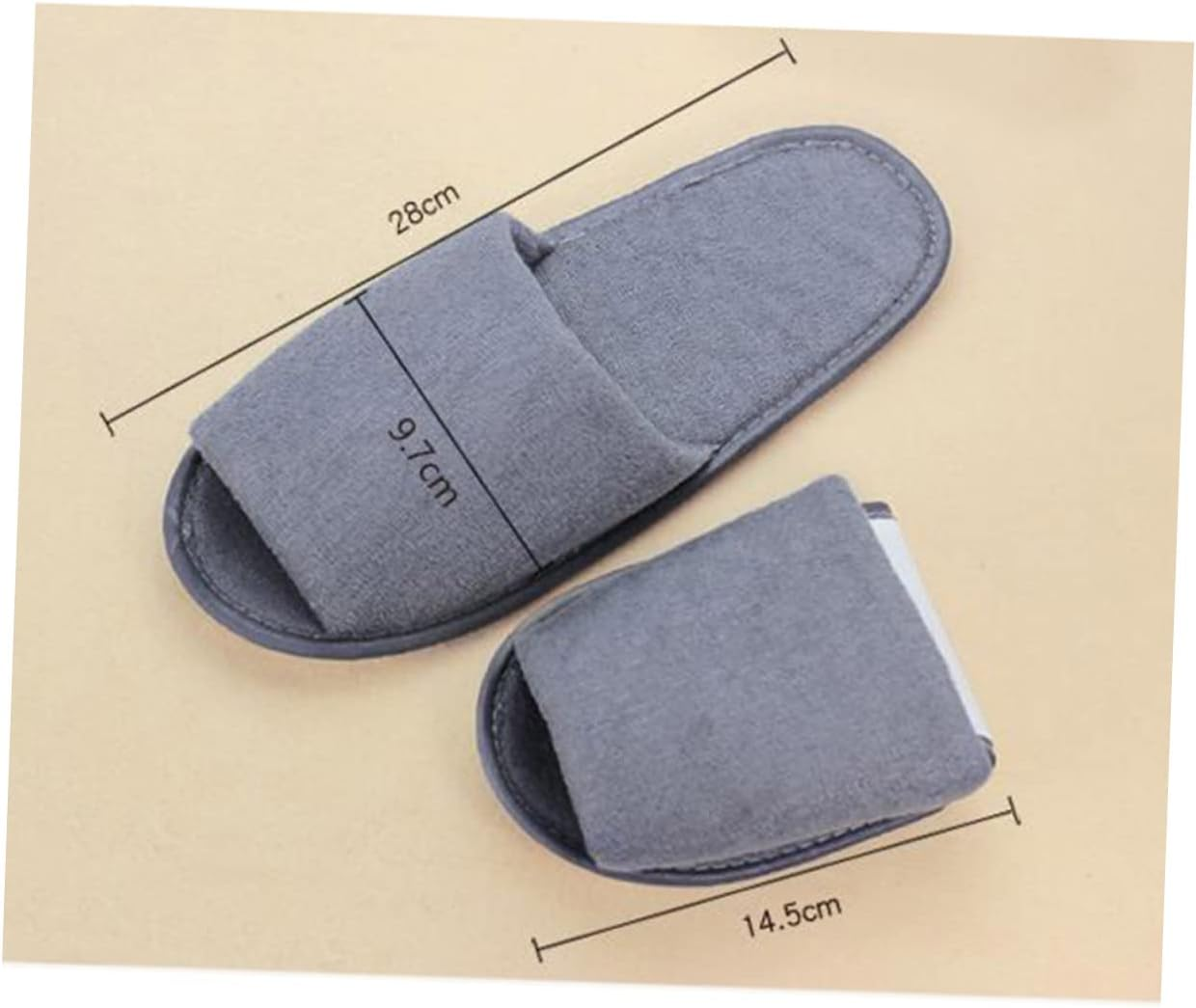 WOONEKY Single Use Slippers Travel Slippers 4 Pairs Foldable Portable Disposable for Guests Breathable Toweling EVA Material Sanitary Hotel Use image number 3
