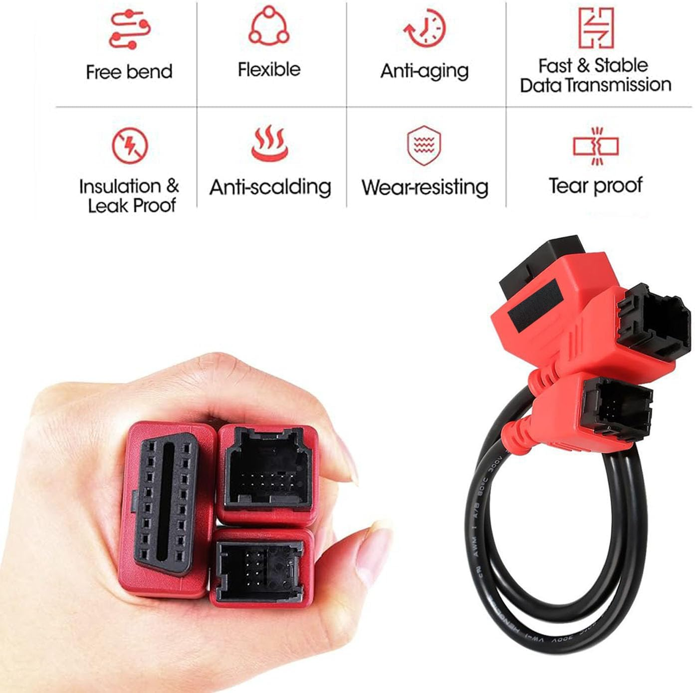 Lxcshljx Cable Adapter, Security Bypass Cable OBD2 Adaptor, Gateway Protocol Cable, FCA 12+8 Programming Cable Connector for Chrysler Jeep Dodge to Diagnose, Code, Program, Compatible with Jscan App image number 2