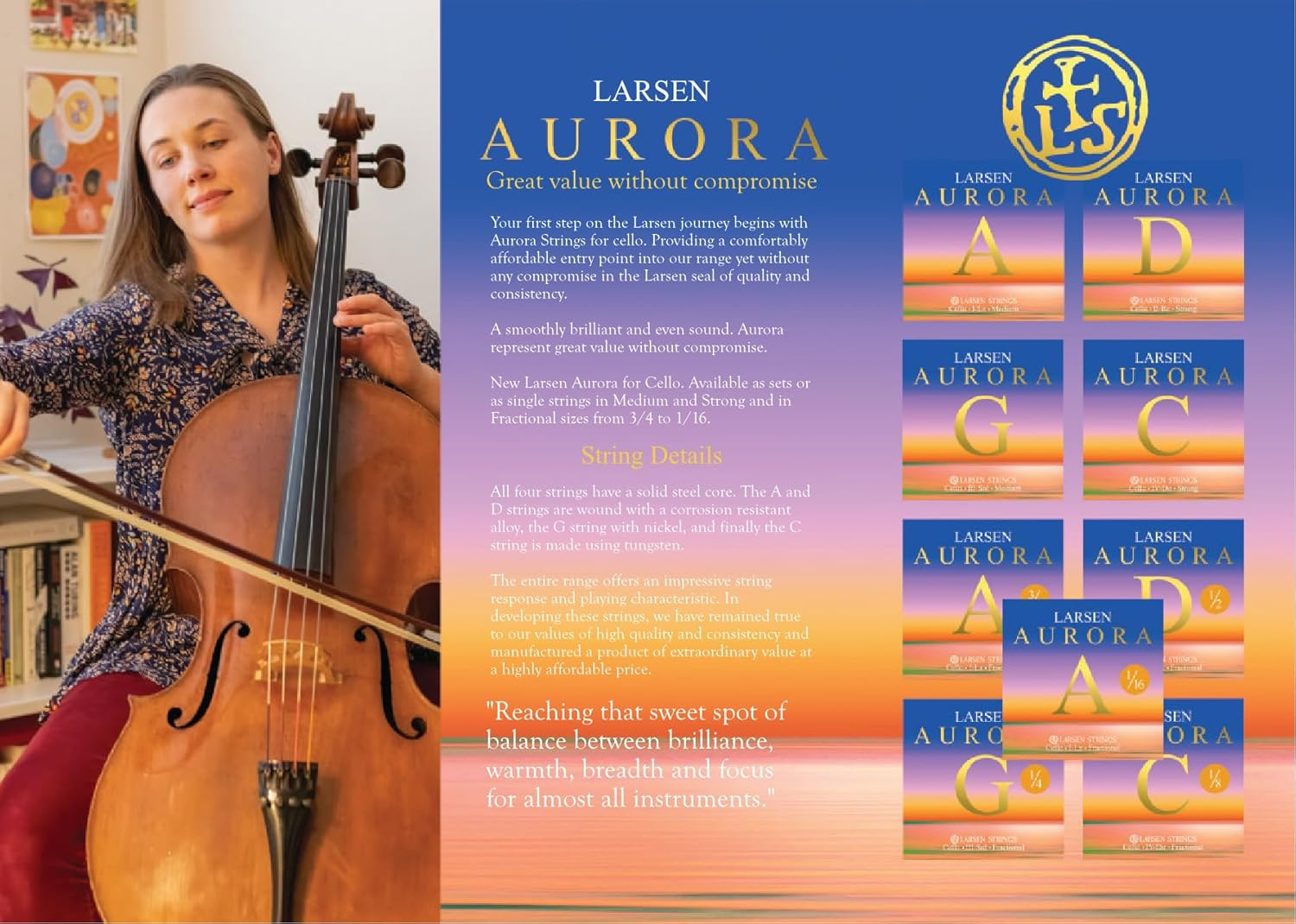 LARSEN Strings Aurora Cello Strings Set 4/4 Medium image number 2