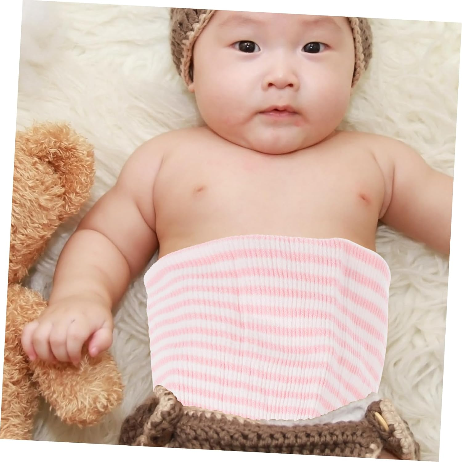 Cotton Belly Protection Bag for Newborn Boys Soft Boy Girl Navel Cord Belt Straps Essential Newborn Supplies for Daily Use - Pink image number 3