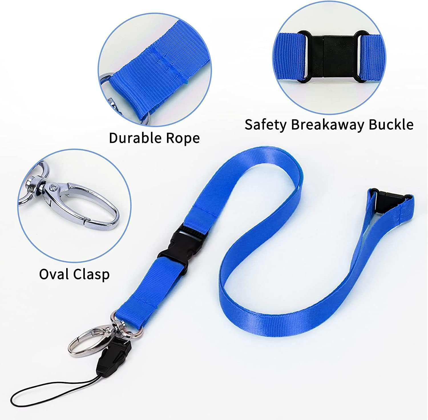 FYY Lanyards for ID Badges - 5 PCS Polyester Neck Strap Office Lanyard with Safety Breakaway Buckle & Detachable Buckle & Oval Clasp for ID Badge Holder, Phone, Camera, Keys, USB, Whistles image number 5
