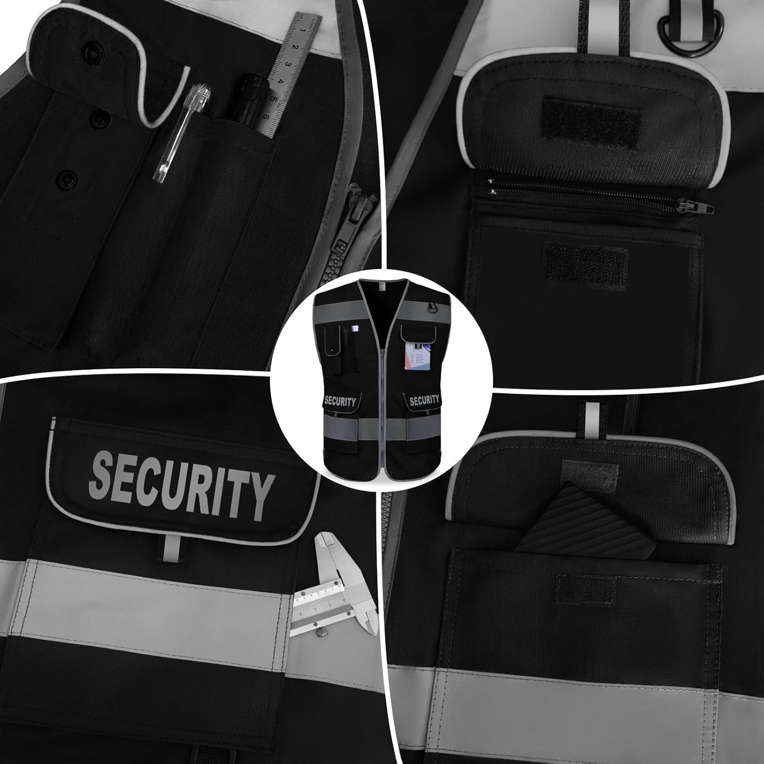 TCCFCCT Security Vest for Security Guard 9 Pockets High Visibility Safety Vest image number 7