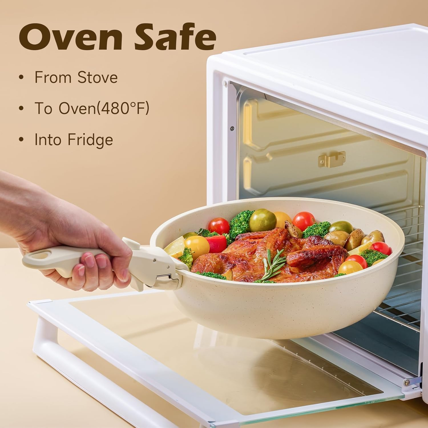 Removable Handle,Removable Pan Gripper,Handle for Detachable,Removable Pan Handle Universal Pot,Detachable Handle for Pots & Pans,Pot Handle Replacement Suitable for Cookware (White) image number 5