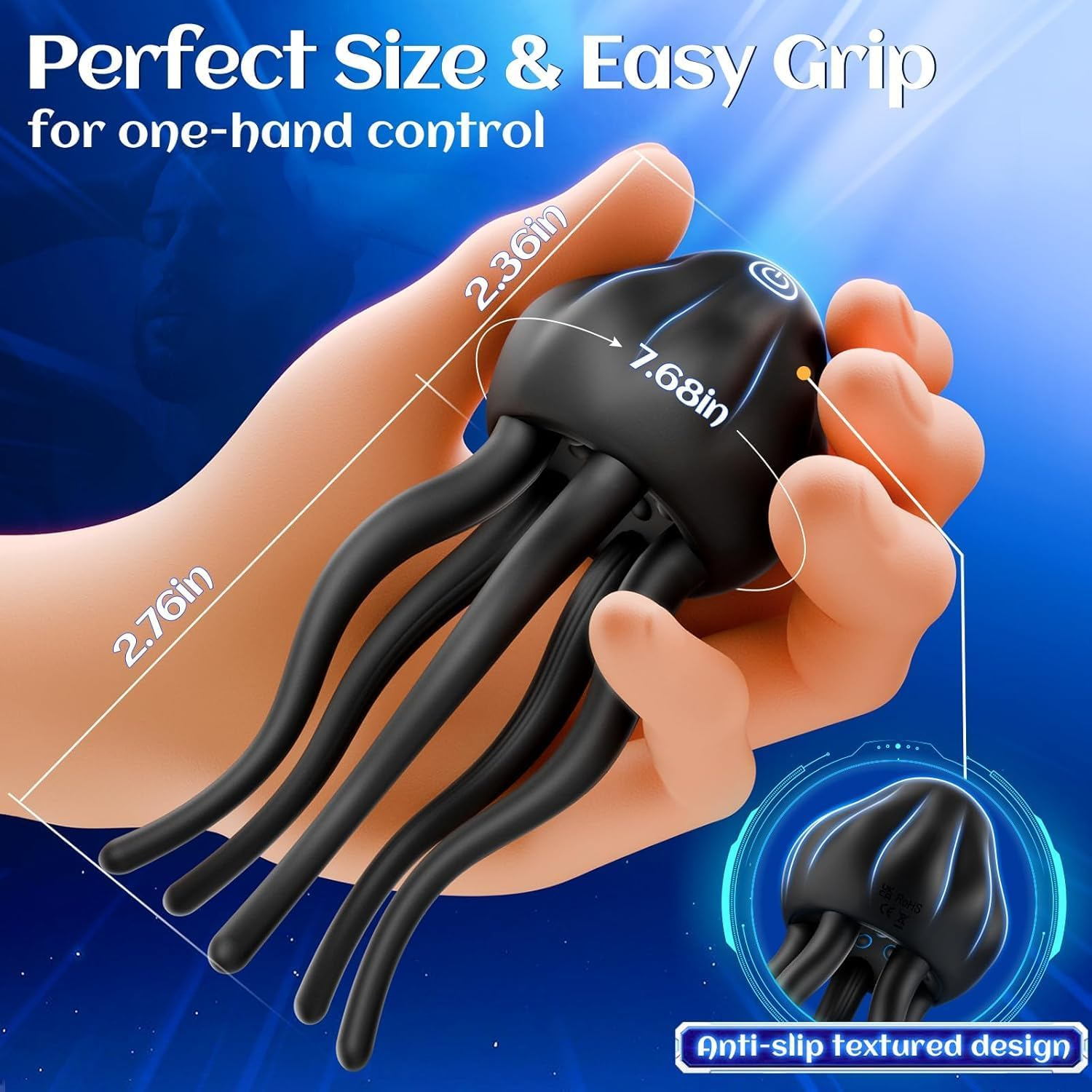 LONZYON Male Sex Toys Penis Vibrator - Men Masturbator Stroker with 10 Vibrating Modes Wrapping Tentacle Vibrator for Penis Clit Nipple Stimulation, Adult Sex Toy for Men Women Couples (Black) image number 4