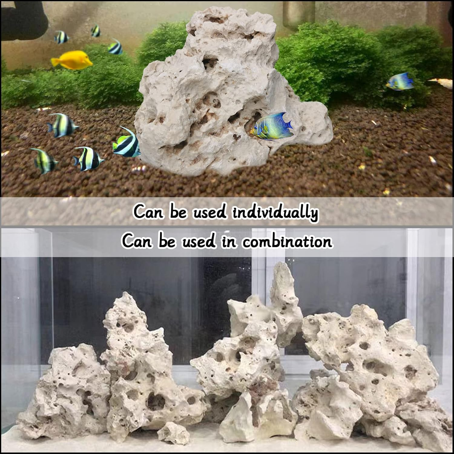 Hamiledyi Aquarium Holey Rock Stone White Coral Ornament Sea Base Rocks for Aquarium Aquascaping Natural Limestone Decor for Fish Tank Aquatic Shrimp Pet Reptile Habitat (Random Size and Quantity) image number 5