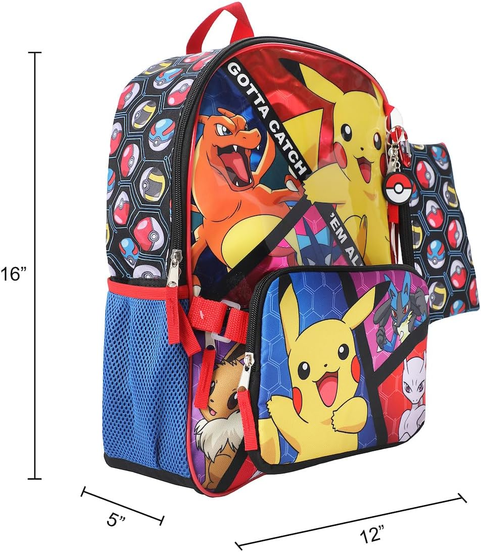 Pokemon Trainer Gotta Catch 'Em All Youth 5-Piece Backpack Set, 5-Pc Gotta Catch 'Em All, OSFA, Classic image number 5