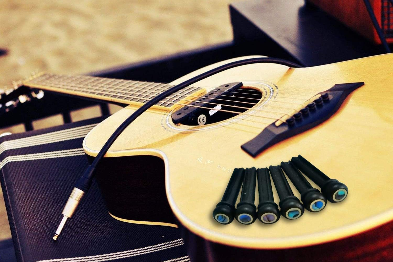 Ebony Guitar Bridge Pins Endpin Inlaid Abalone Dot Acoustic Guitar Replacement Parts Accessories image number 5