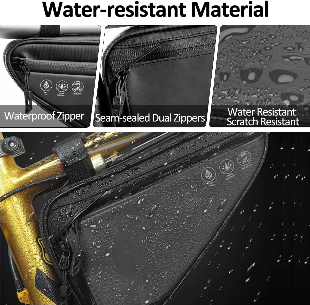 Danuosie Bike Frame Bag, Water-Resistant Bike Triangle Bag, Bicycle Tube Storage Pouch, Cycling Accessories Pack for Phone, Wallet, Keys, Tools, Use for Mountain Road Bike Trip Commute Bicycle Bike image number 5