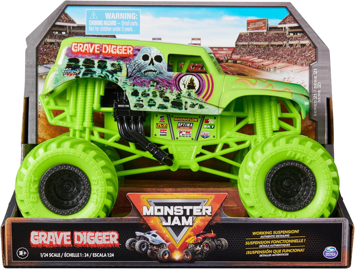 Monster Jam, Official Grave Digger Monster Truck, Collector Die-Cast Vehicle, 1:24 Scale, Kids Toys for Boys and Girls Ages 3 and Up image number 6